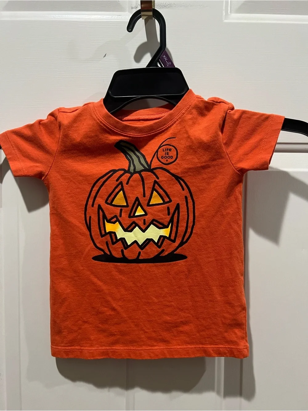 Life Is Good Orange Halloween Pumpkin Graphic Tee